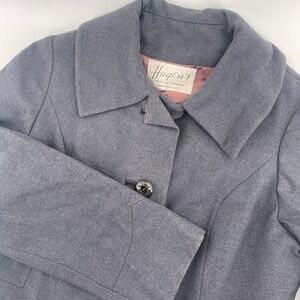 Hagen's Vintage Gray Long Medium Coat Button-Front Classic Women's Outerwear‎